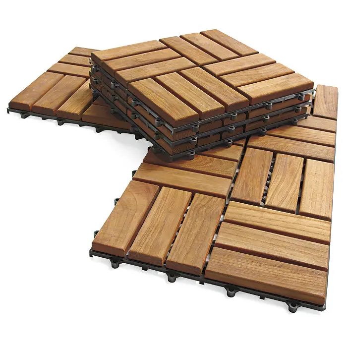 Interlocking Outdoor Deck Tiles Garden Solid Teak Wood Flooring