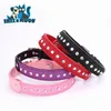 Hot 5 Colors Soft Suede Fashion Bling Rhinestone Pet Buckle Single Row Cute Dog Collars