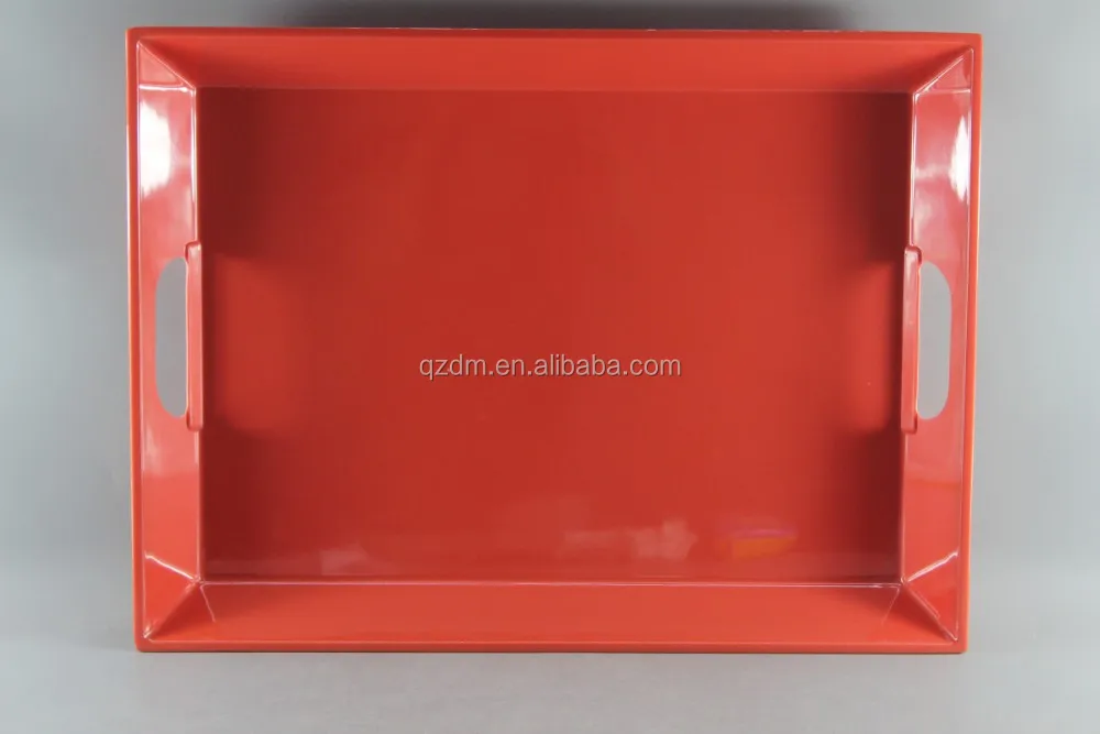 20"Melamine Tray With Handle , 30% melamine Red Tray