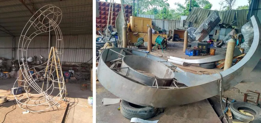 Large Outdoor Folded Metal Airplane Stainless Steel Sculpture