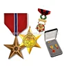 custom wholesale casting polygon shape shiny gold plated pure brass material africa silver bronze burma star medals with box