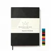 2019 Promotional diary embossed logo black pu leather notebook