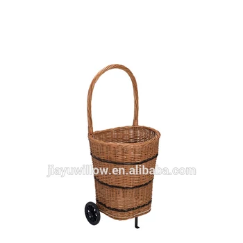 Personal Wicker Ping Cart With 2 Wheels Personal Wicker Ping Cart With 2 Wheels Baskets
