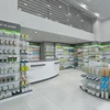 Medical store counter design shop interior display racks medical store furniture