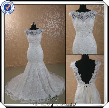 Jj2947 Spanish Lace High Collar Sexy Low Back Wedding Dress 2014