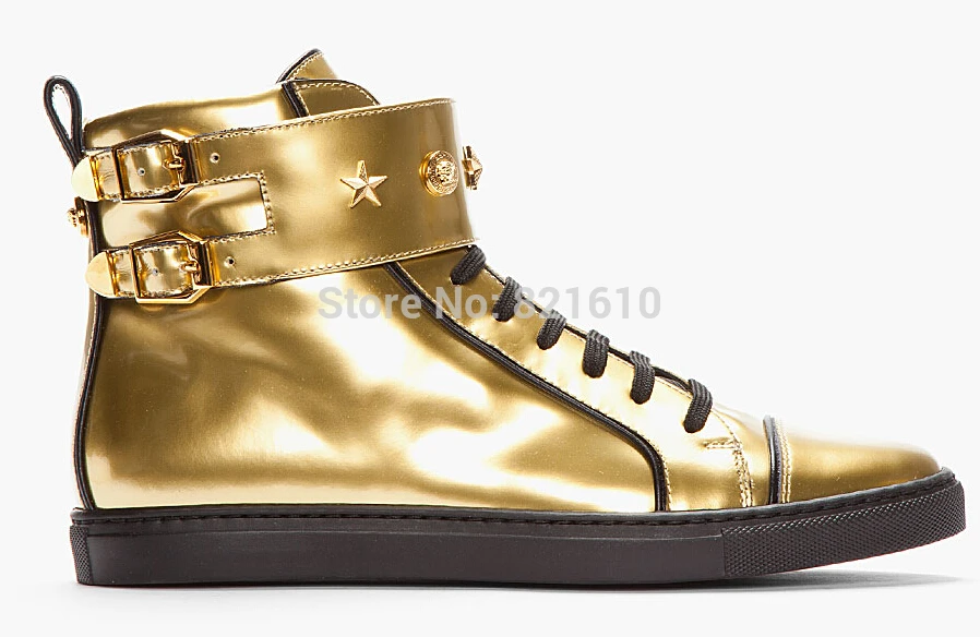 black and gold mens high top sneakers