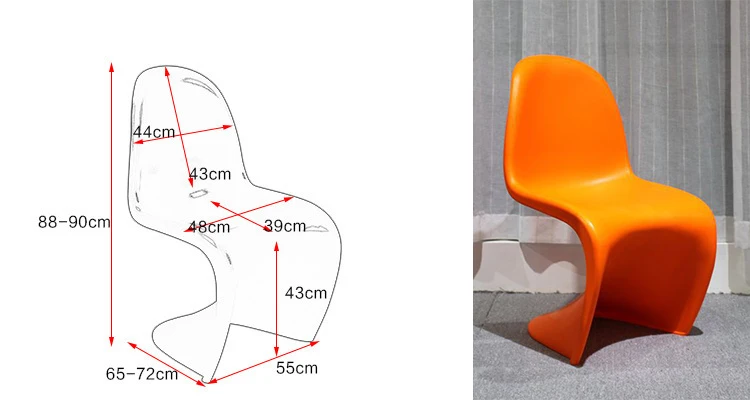 ABS material leisure dining chairs Z shape plastic dining chair
