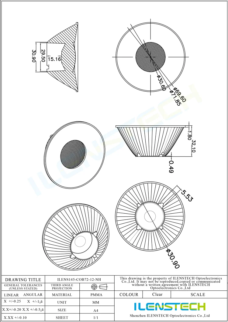 12 Degree Cob Led Lens For Cob Led With Holder/ 72mm Cob Lens For ...