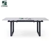 Concrete Top Metal Legs Rectangular Luxury Extendable Dining Room Table