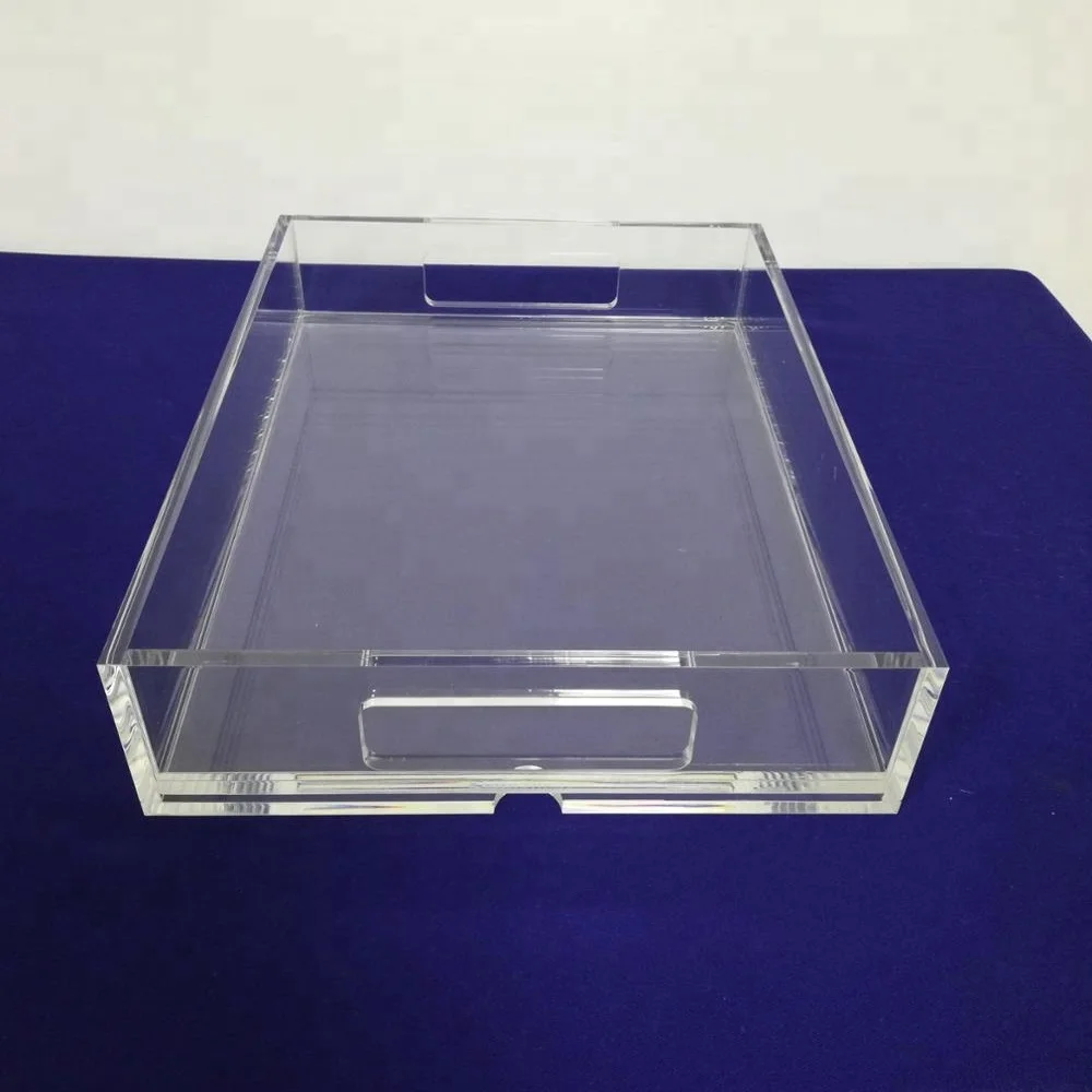 Clear Acrylic Lucite Tea And Coffee Table Serving Tray With Handles And