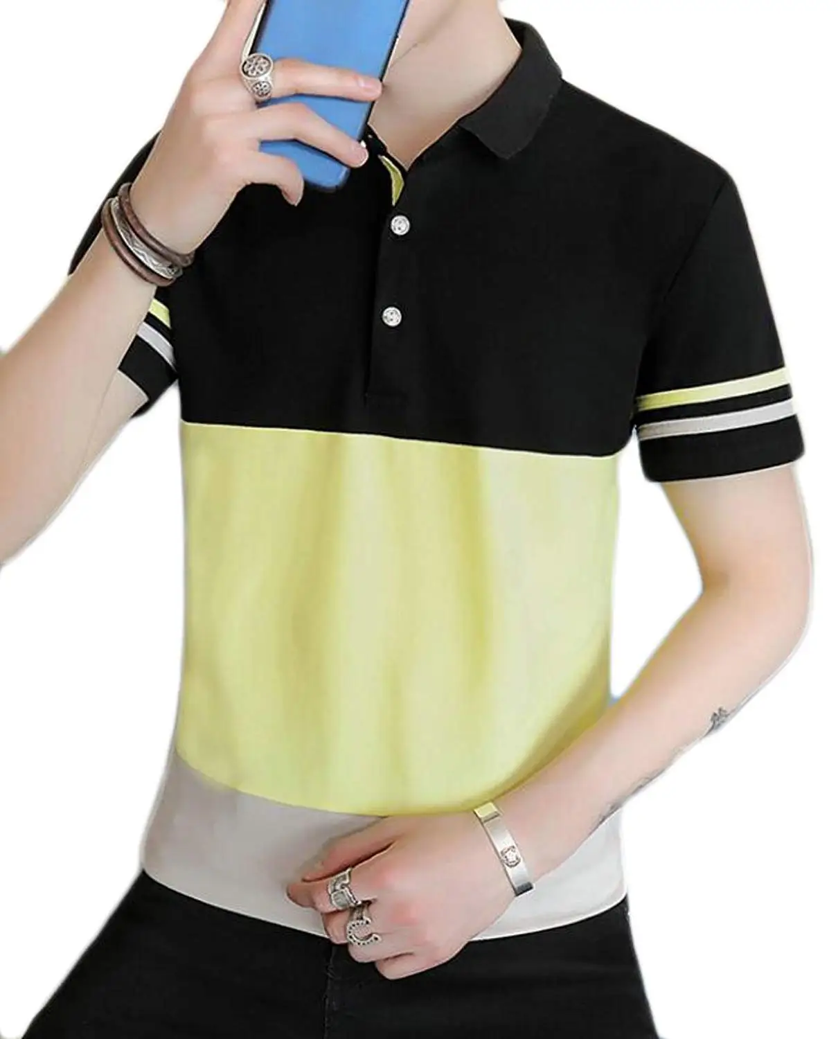 JXG Men Casual Short Sleeve Slim Fit Sport Fitness Contrast T-Shirt Tee