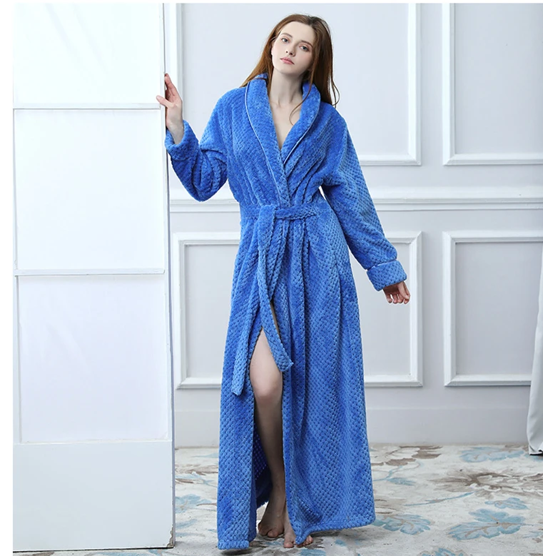 A5088 Coral Fleece Couples Gray Bathrobe Thick Flannel Bathrobe Terry