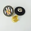 custom lapel pin with a butterfly clutch in die struck process and soft enamel technique
