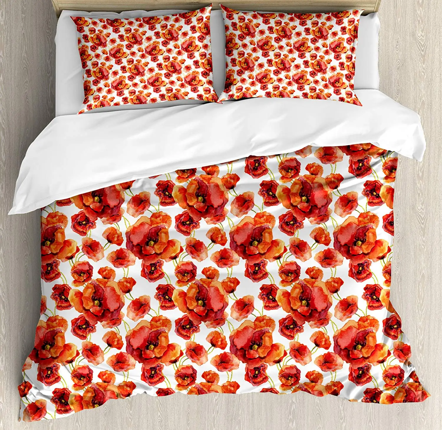3 Pcs Comforter Qulit Cover Set With 2 Pillow Cases Red And White