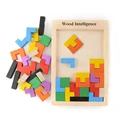 Colorful Wooden Tangram Brain Teaser Puzzle Tetris Preschool Magination Intellectual Educational Kids Toy For Game Baby