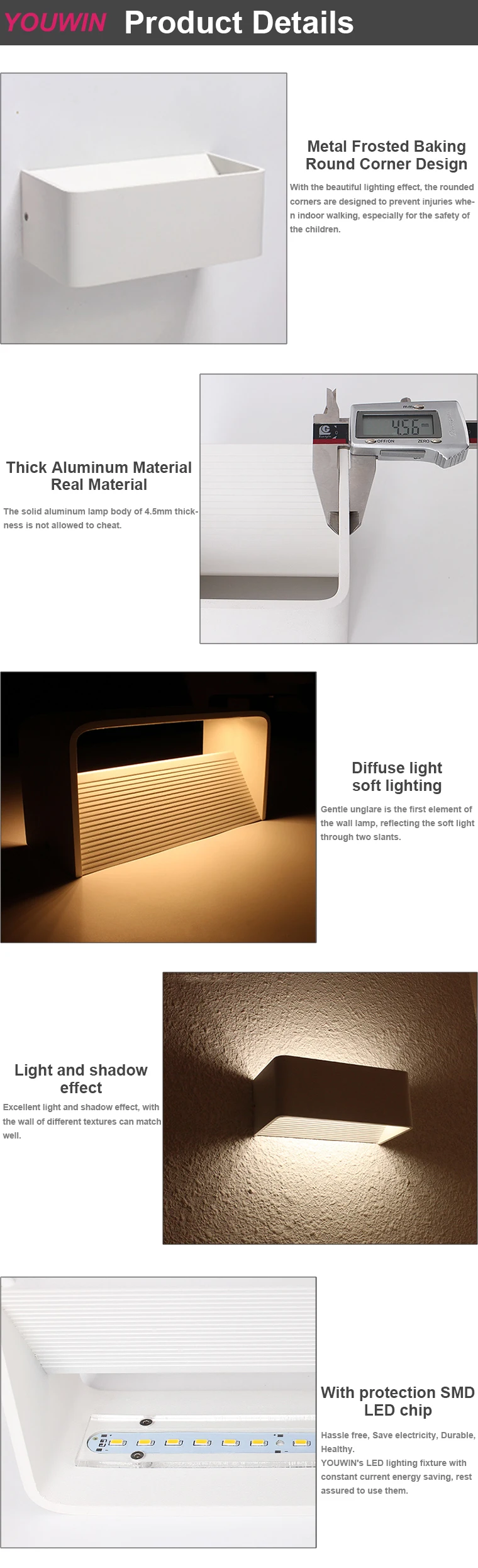 High bright IP65  Decorated Up and Down Modern 8W LED Wall Light