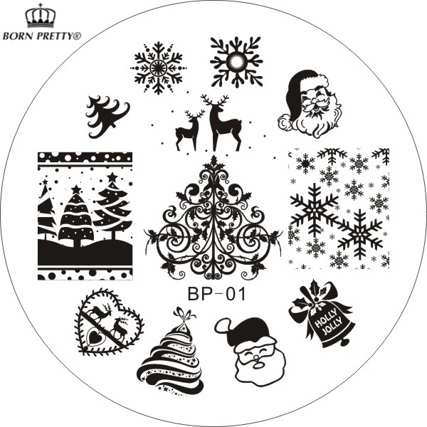 Christmas XMAS Theme Nail Art Stamp Template Image Plate BORN PRETTY BP01