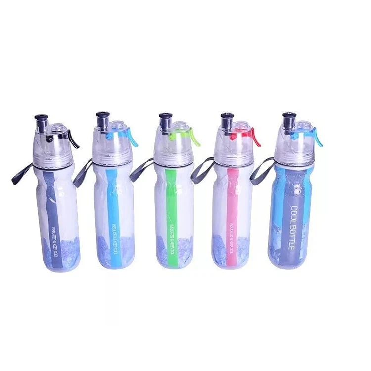 Outdoor sports drnking cooling mist spray drinking water bottle