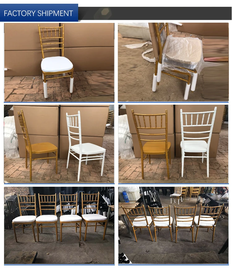 Hot Selling Gold White Metal Wedding Chiavari Chair With Cushion For ...