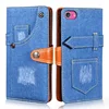 Creative Fashion cowboy Leather Phone Case for ipod touch 6 Denim Wallet Photo Frame Flip Stands shell for iPhone Phone Cover