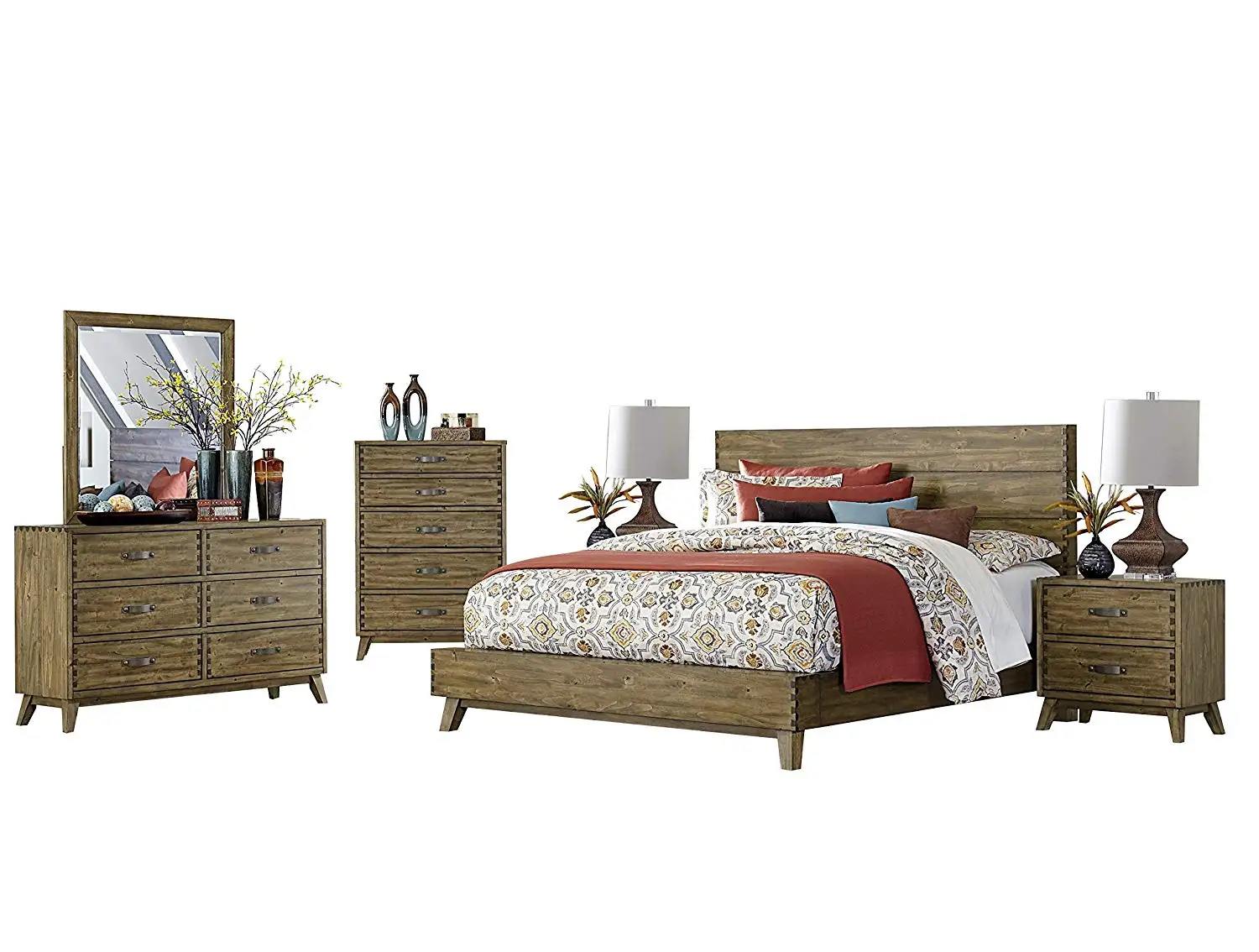 Buy Sakata 4pc Bedroom Set E King Platform Bed Dresser Mirror Nightstand In Rustic Solid Wood In Cheap Price On Alibaba Com