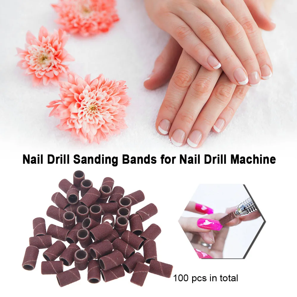 100pcs/bag Wholesale 80 Grit Sanding Bands Replacement Bits Nail Art