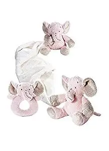 Buy Pink Elephant Stuffed Animal Toy With Security Comfort Blanket