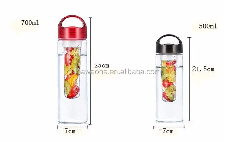 2x 700ml Fruit Infuser Flip Lid Water Bottle Vegetable Infusion BPA free Sport 