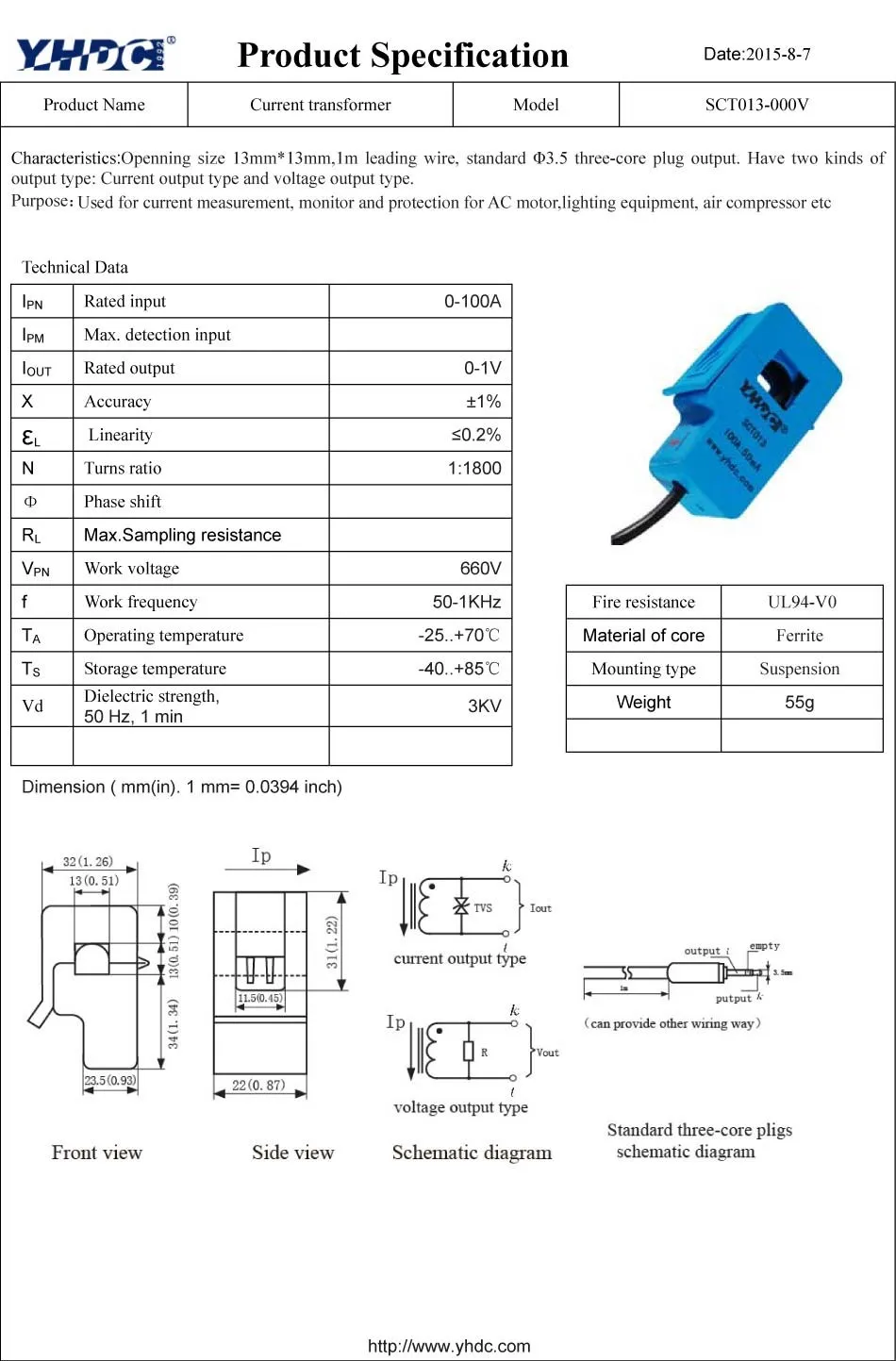 전류 클램프 Sct013 Yhdc 스플릿 코어 전류 변압기 Buy 전류 클램프,전류 센서,스플릿 코어 Cts Product