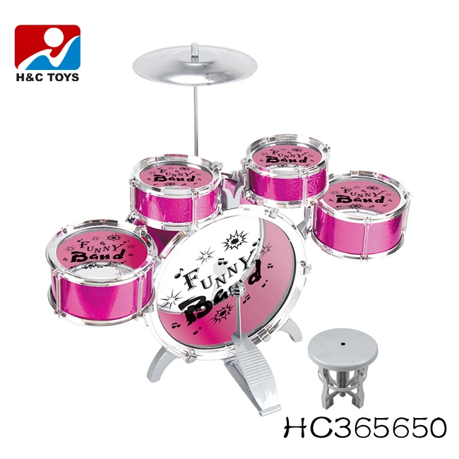 pink kids drum set