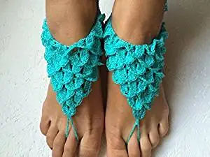 Beach Wedding Sandals,Green Wedding Accessory,Sexy Beach Sandals, Crochet Barefoot Sandals, Barefoot Sandals , Crochet Anklet, Sexy Lace Sandals,Beach,Wedding Footwear, Bridesmaid Sandals (Green-01)