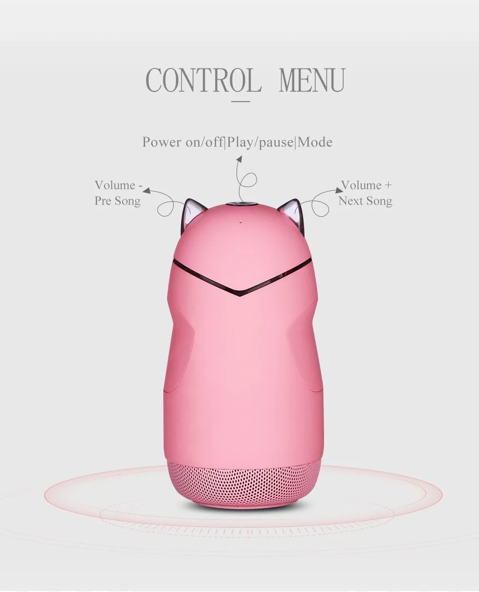 2019 new design gift promotion cute mini speaker cat style portable bluetooth speaker support bluetooth/TF card/hands-free call - ANKUX.COM