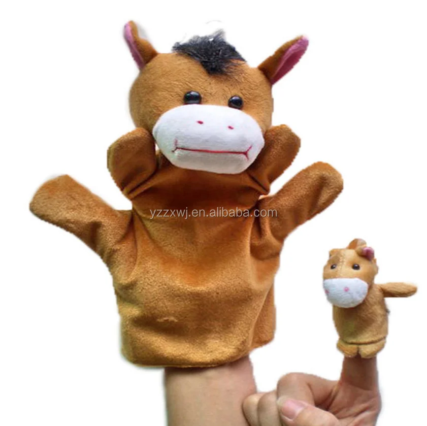 Free Sample Cute Cartoon Hand Puppet Baby Kid Animal Toys Finger Puppet