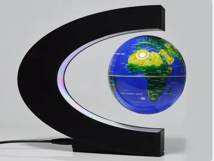 电子c 形悬浮地球磁悬浮漂浮世界地球与多色 led灯