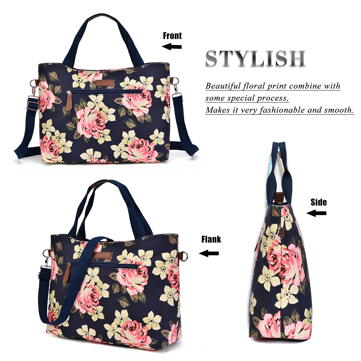 Women Laptop Tote Bag 15.6 Inch Lightweight Floral Satchel Handbag