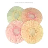 2019 fashion floral pattern chiffon polyester transparent EVA two layer water proof shower cap bath spa