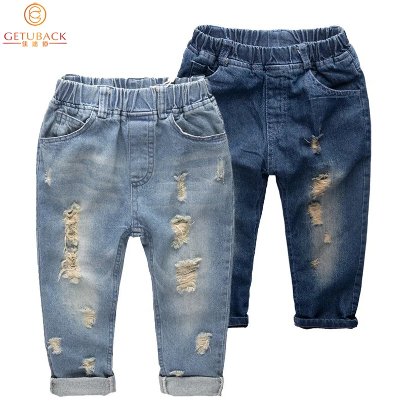 Kindstraum Children Ripped Jeans Autumn Spring Girls Denim Hollow Out Trousers for Boys Kids Pants Girls