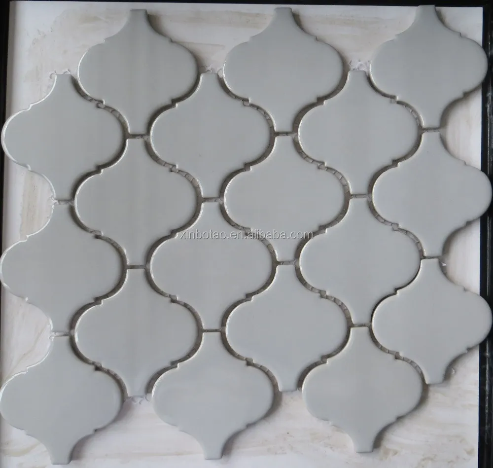 2016 Warna Abu Abu Desain Keramik Lentera Mosaik Ubin Dapur Dinding