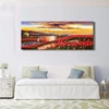 3D-Printing Framed Painting Abstract Landscape Red Rose Flower Field Oil Painting on Canvas
