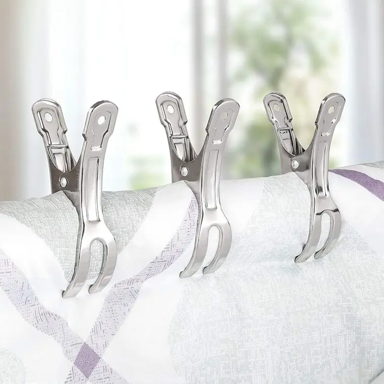 Stainless Steel Beach Bath Towel Clips For Beach Chair Or Pool Loungers