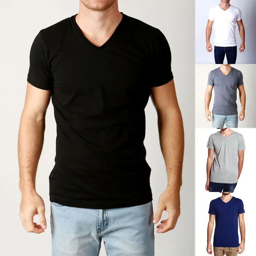 Casual V Neck T Shirts Men Basic Blank Tshirt No Label - Buy Blank ...