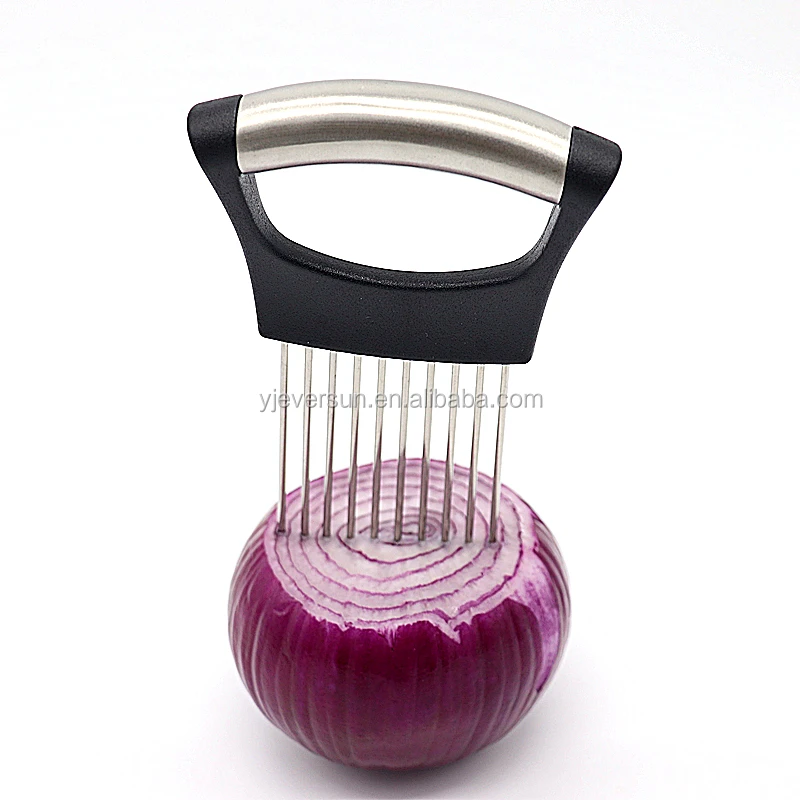Hot Selling Stainless Steel Onion Holder Slicer Cutter Kitchen Gadget