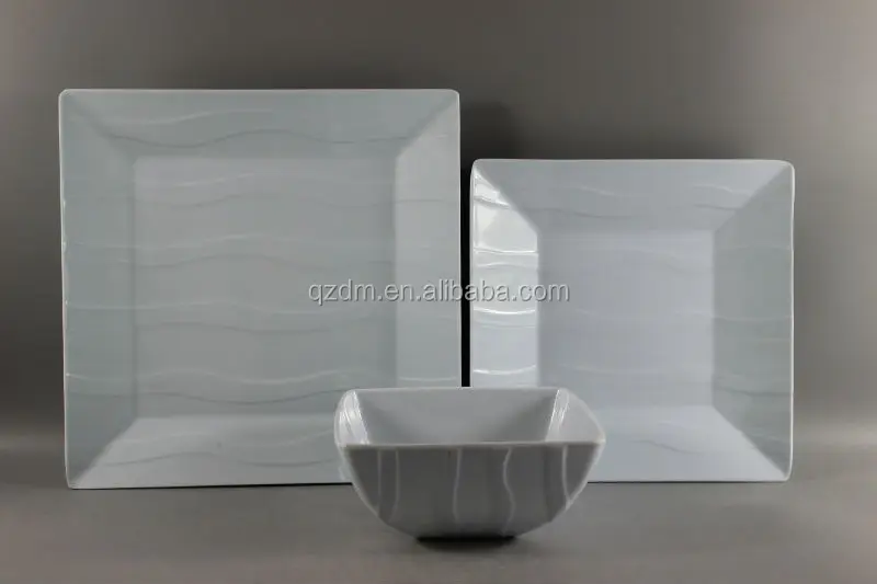 12 pcs melamine square ware dinner ware solid color