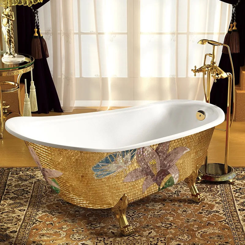 Soaking Gold Clawfoot Classic Freestanding Bathtub For Luxury Bathroom