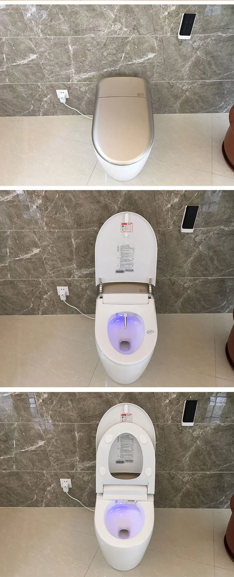 Bathroom ceramic intelligent heated seat cover automatic toilet