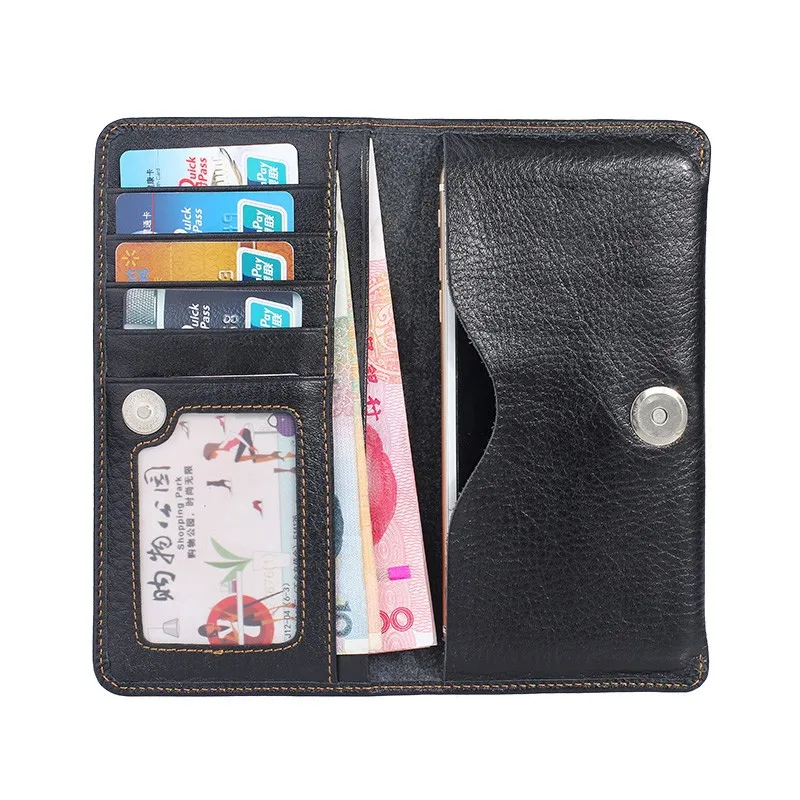 Free Shipping Soft Genuine Leather Universal Flip Wallet Phone Case For