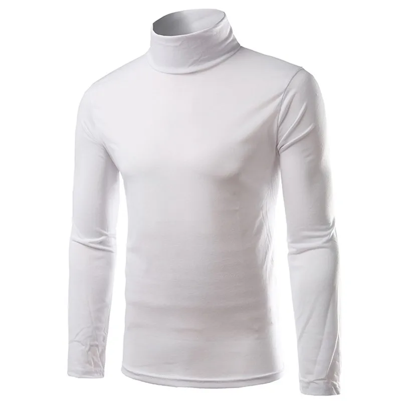 Mens Roll Neck Long Sleeve Cotton Top 