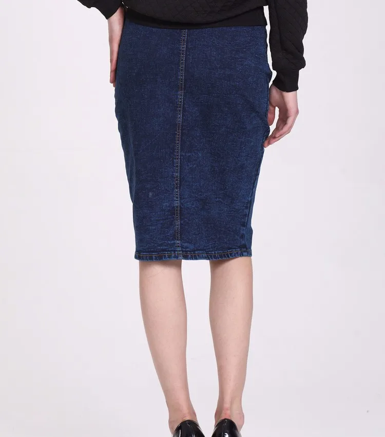 Custom Wholesale Womens Cheap Button Long Knee Length Denim Skirts Buy Denim Skirt,Womens
