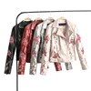 B40391A Factory price women european leather motorcycle flower jackets