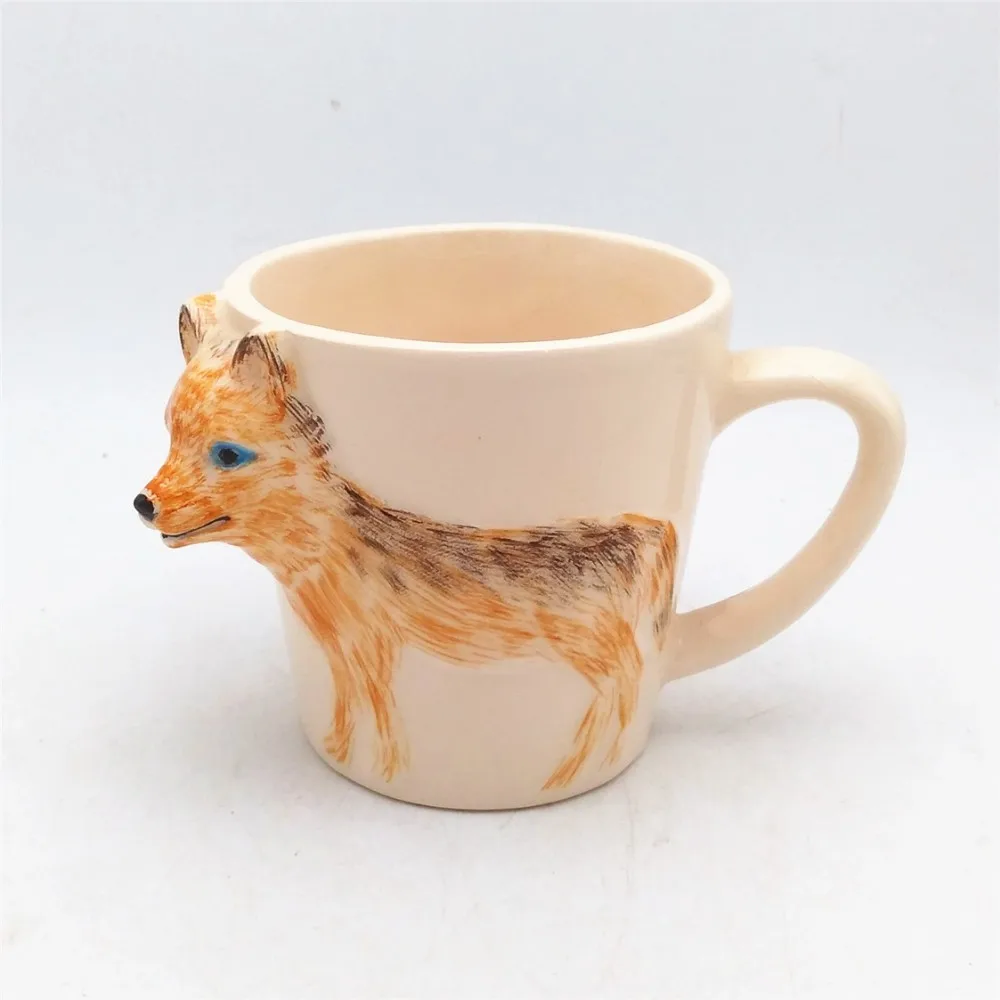 陶瓷陶器粘土杯子 3d 狼压花杯子定制